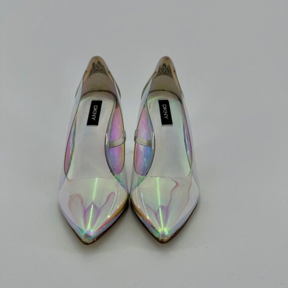 DKNY Iridescent Holographic Pointed Toe Heels Size 6 Stiletto Pumps Womens - Picture 5 of 7